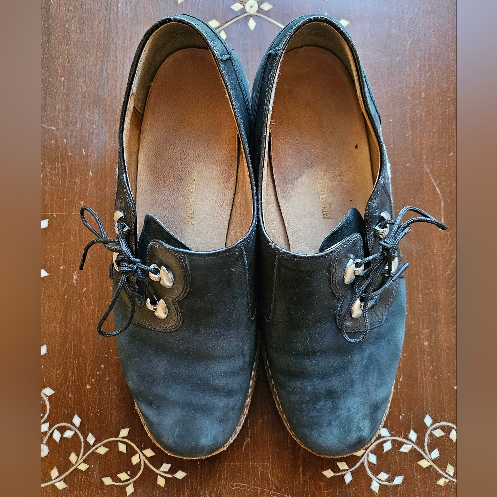 Black Suede Side Tie Embroidered Oxford - Picture 4 of 7